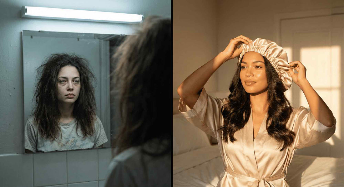 Se regarder dans le miroir le matin : comment le bonnet en satin change ce moment