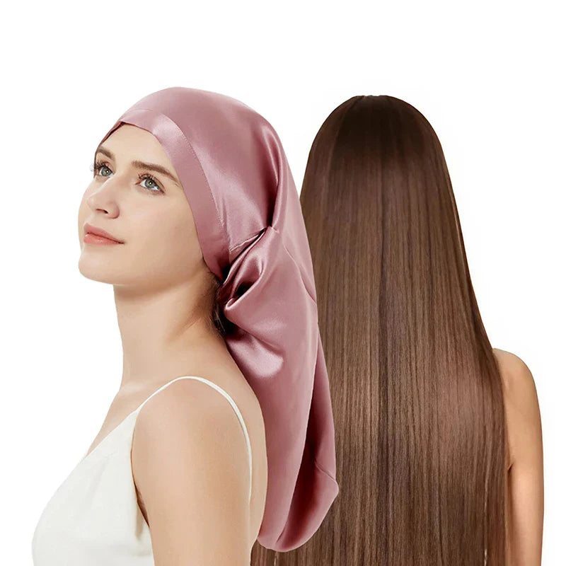 Bonnet satin cheveux longs et lisses