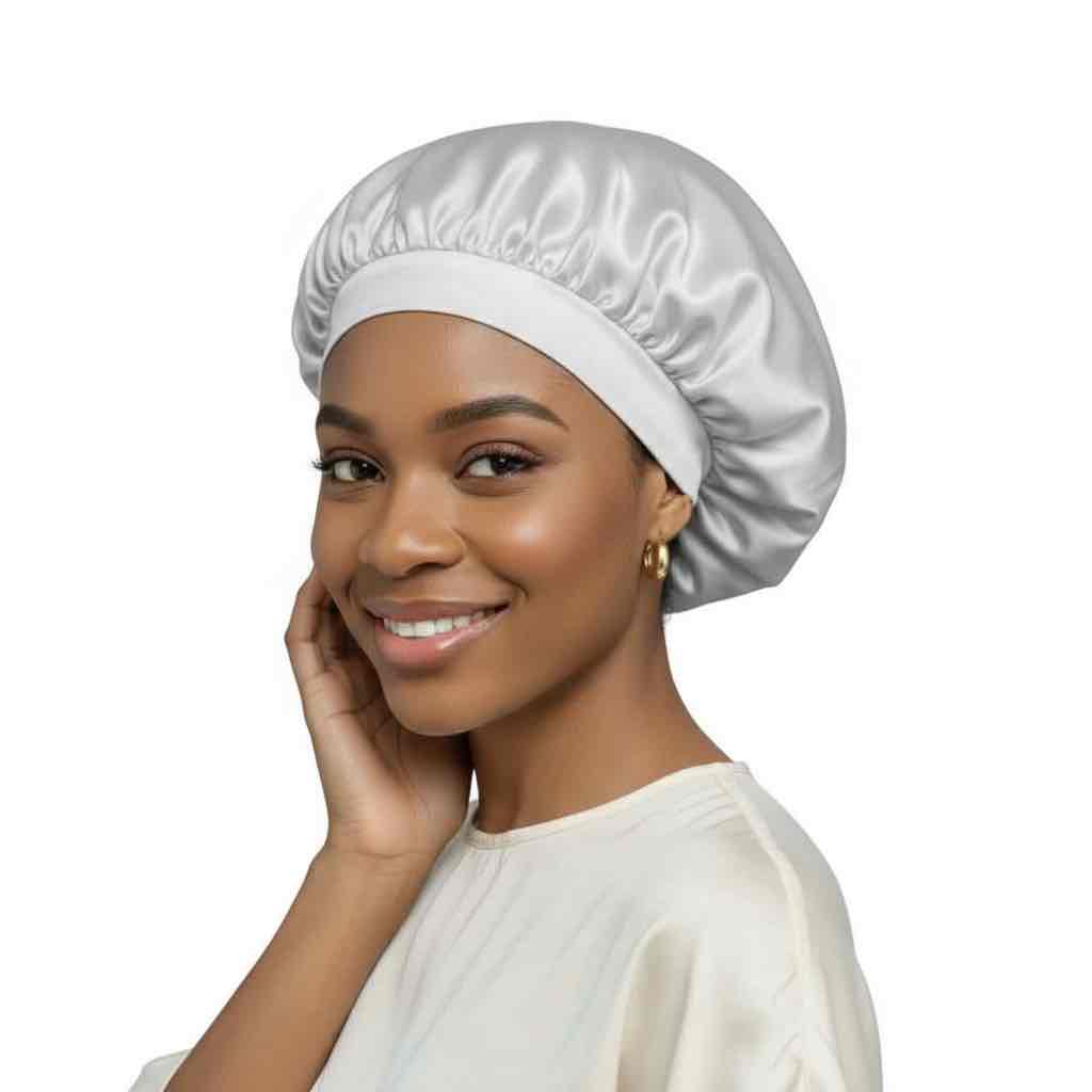 Bonnet avec intérieur en satin femme gris