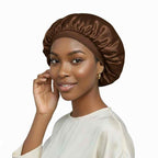 Bonnet avec intérieur en satin femme marron