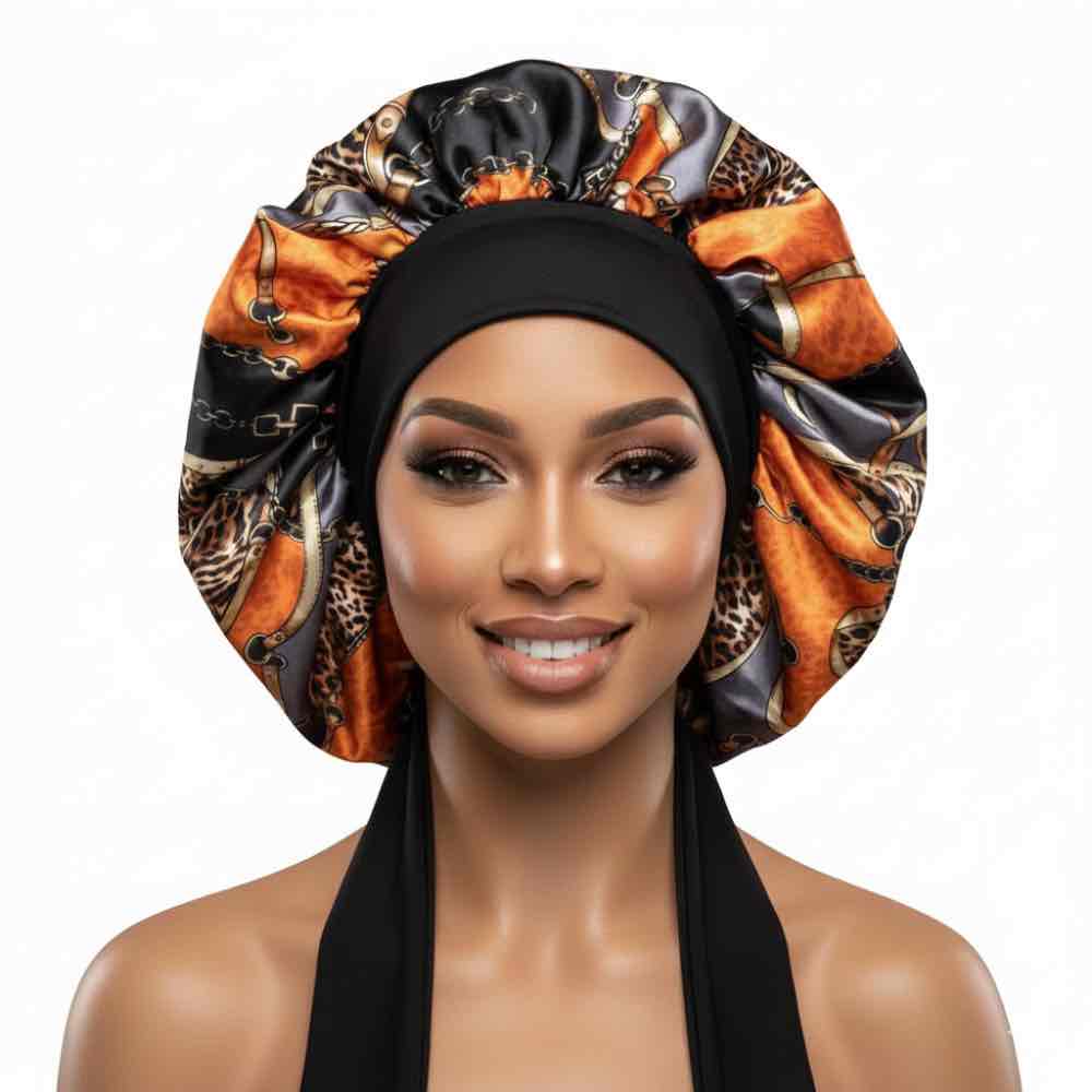 Bonnet de nuit en satin avec attaches – Maintien parfait toute la nuit