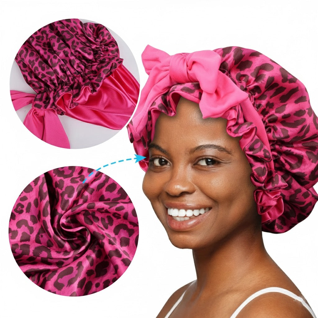 Bonnet de nuit en satin femme réglable – Maintien et confort parfait