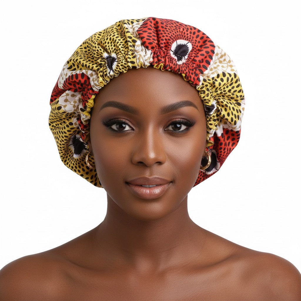 Bonnet de nuit satin femme afro crépus – Soin et hydratation renforcés