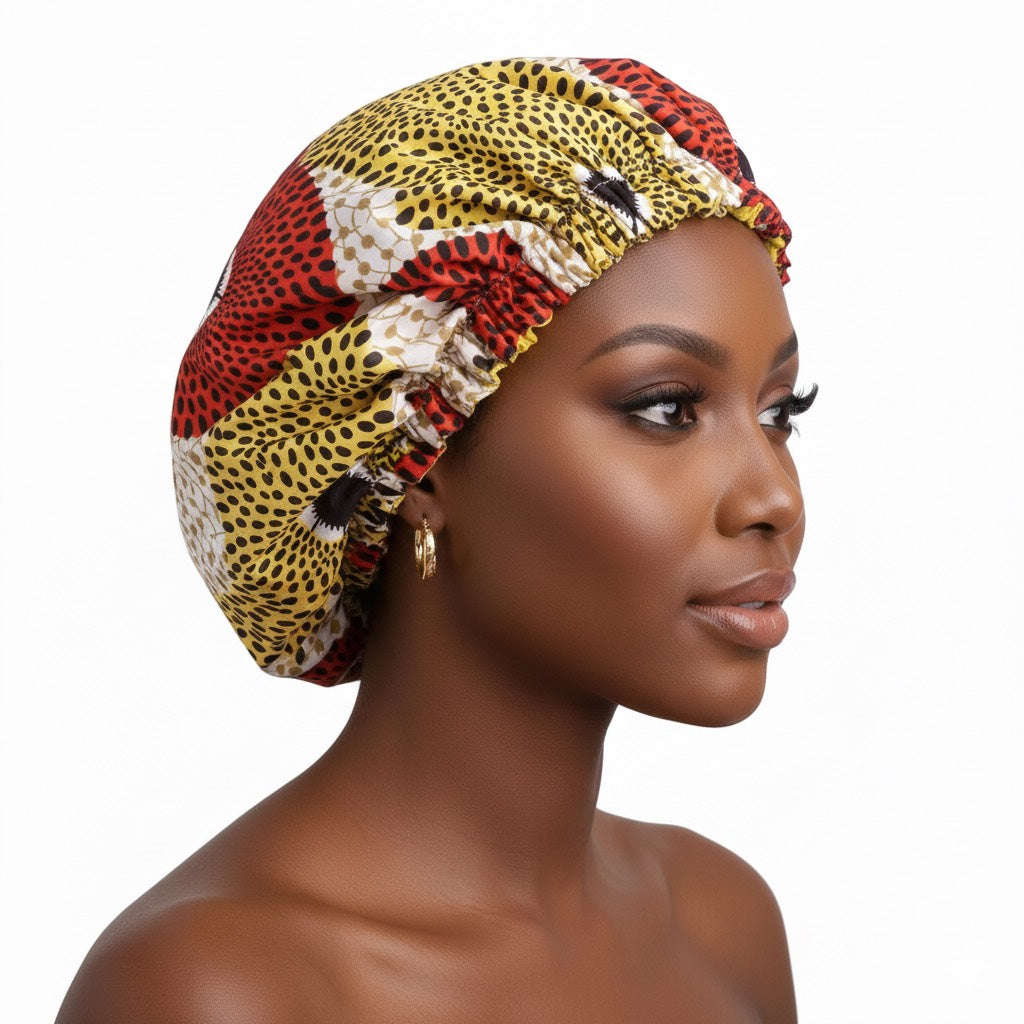 Bonnet de nuit satin femme afro crépus – Soin et hydratation renforcés