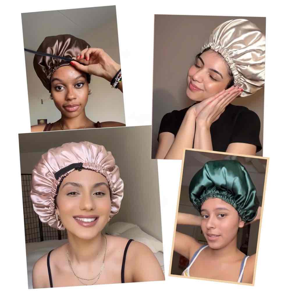 Bonnet en satin cheveux naturels – Beauté et hydratation naturelle