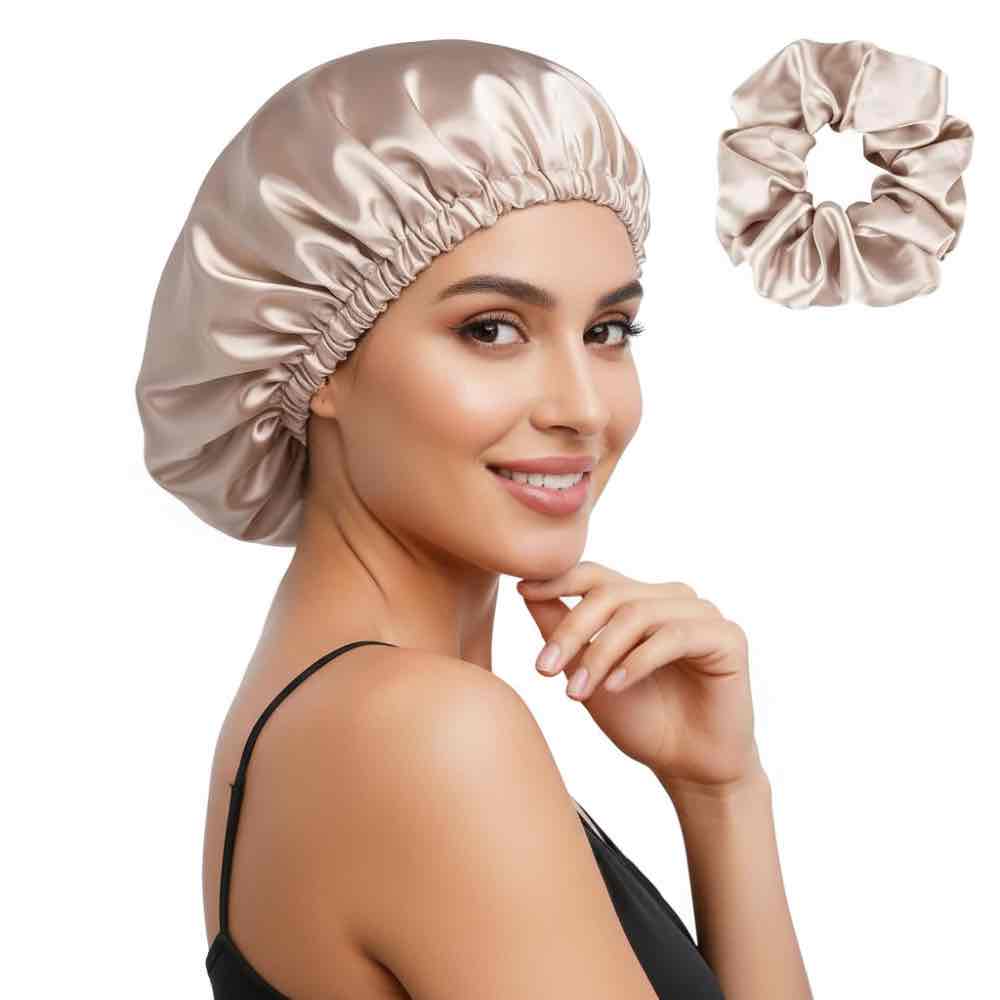 Bonnet en satin cheveux naturels – Beauté et hydratation naturelle