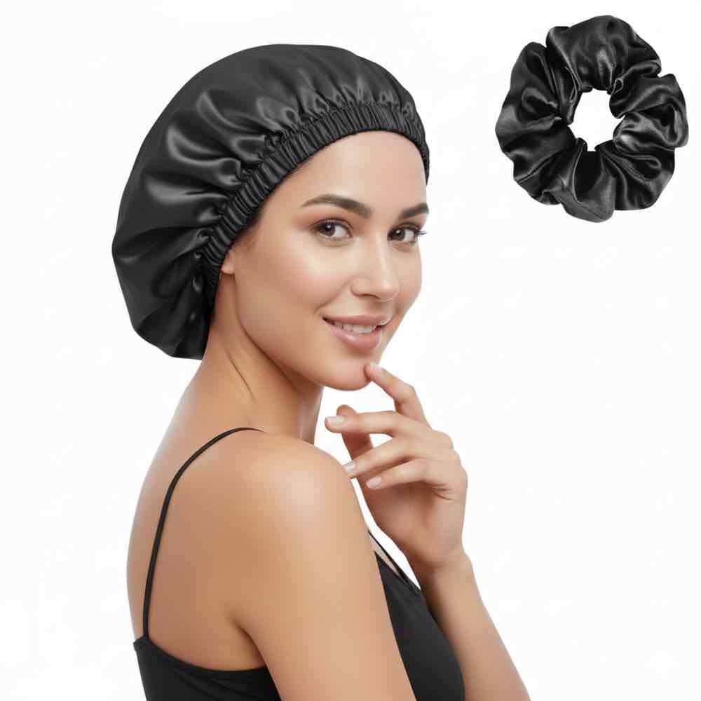 Bonnet en satin cheveux naturels – Beauté et hydratation naturelle