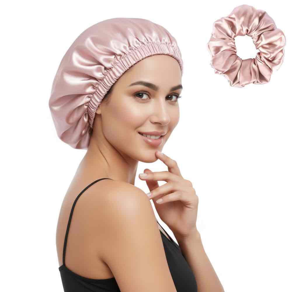 Bonnet en satin cheveux naturels – Beauté et hydratation naturelle