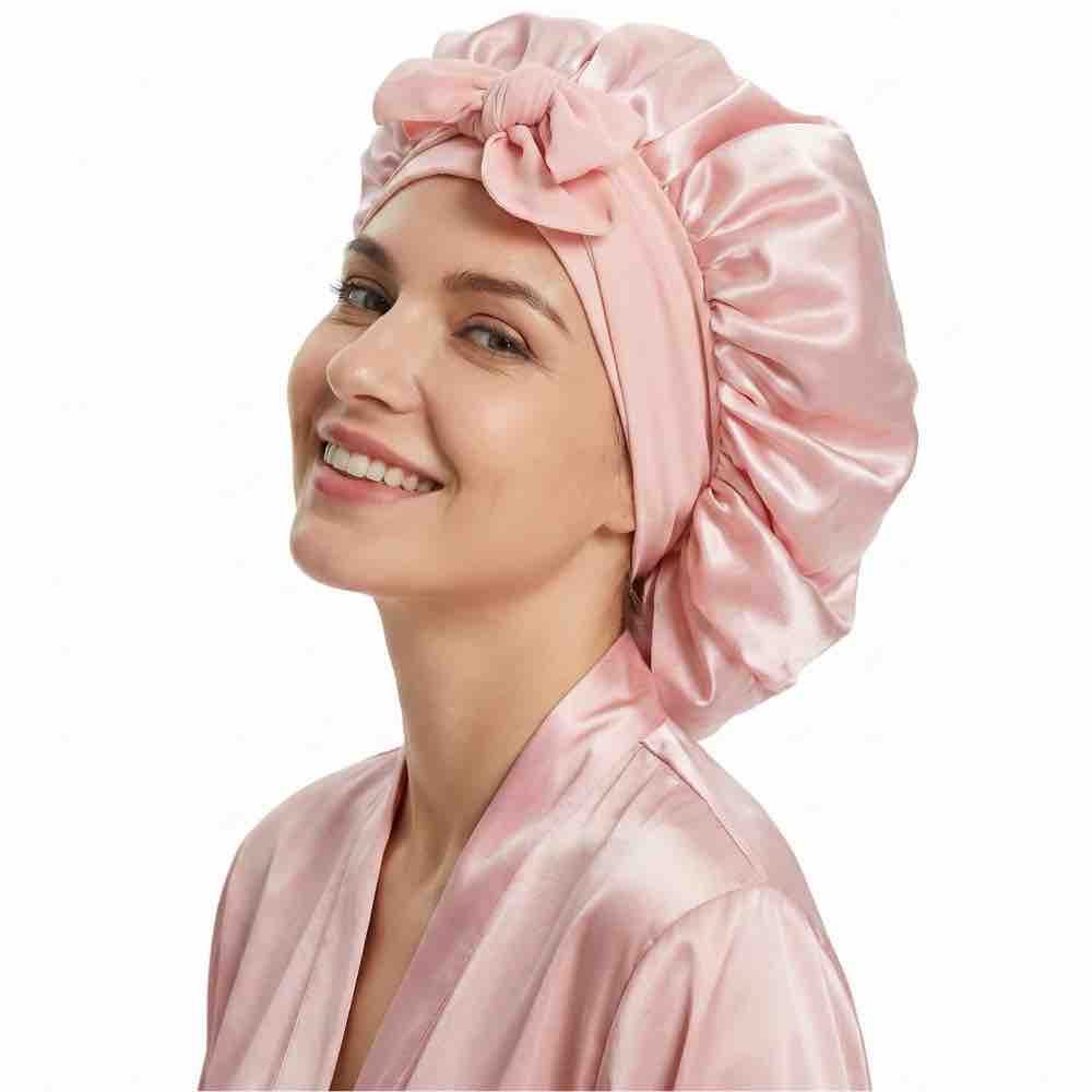 Bonnet en satin cheveux texturés – Soin et hydratation en douceur