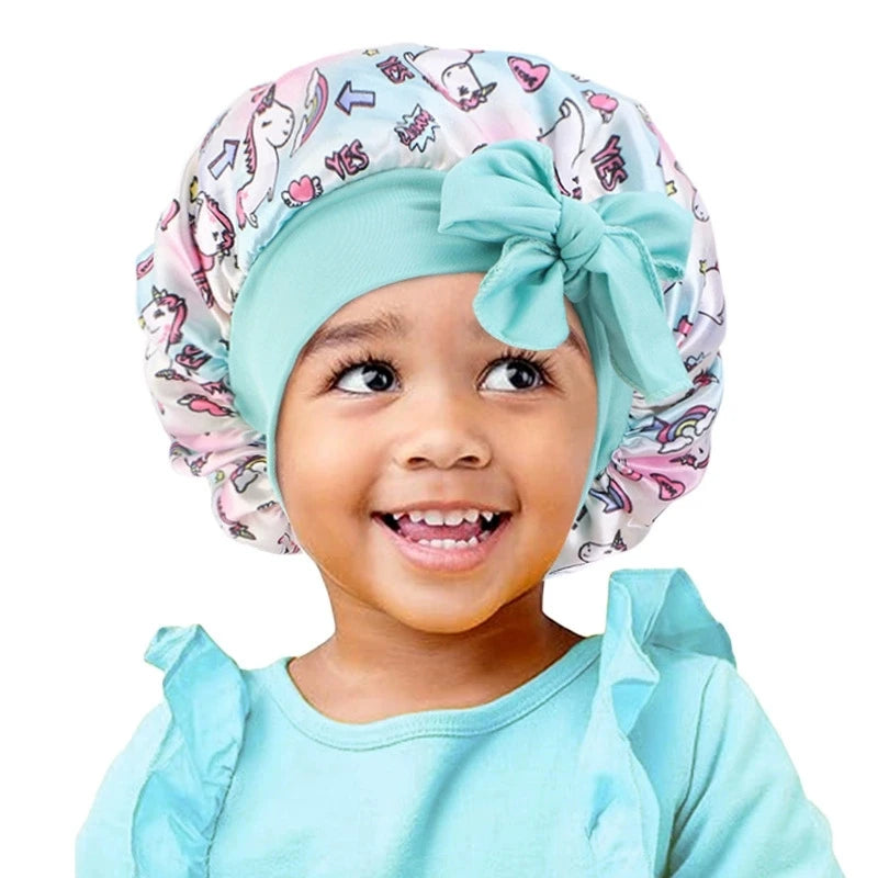 Bonnet en satin enfant anti-casse