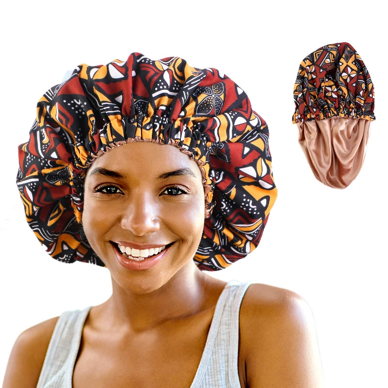 Bonnet en satin femme africain