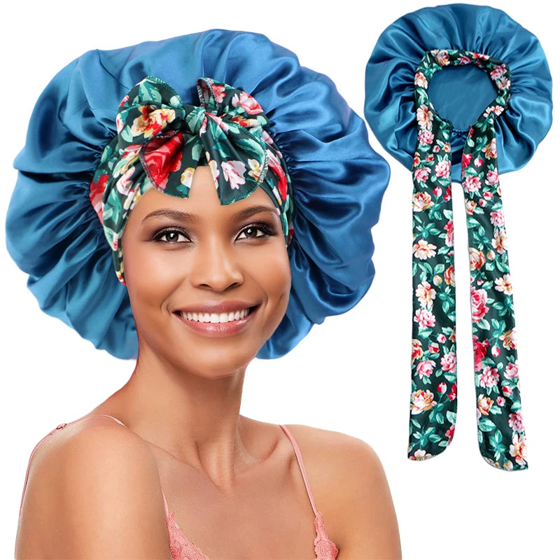 Bonnet en satin femme imprimé