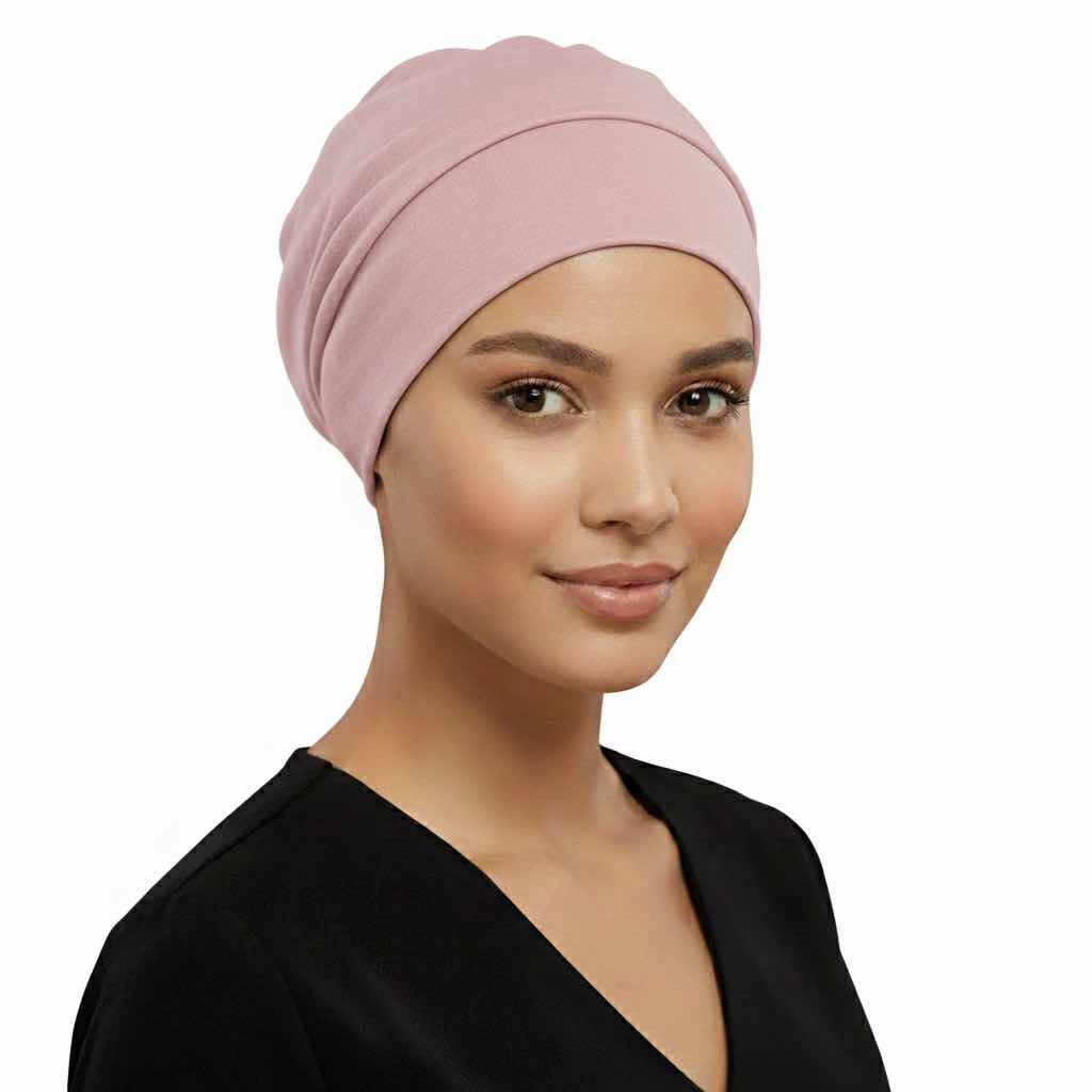 Bonnet hiver satin femme rose
