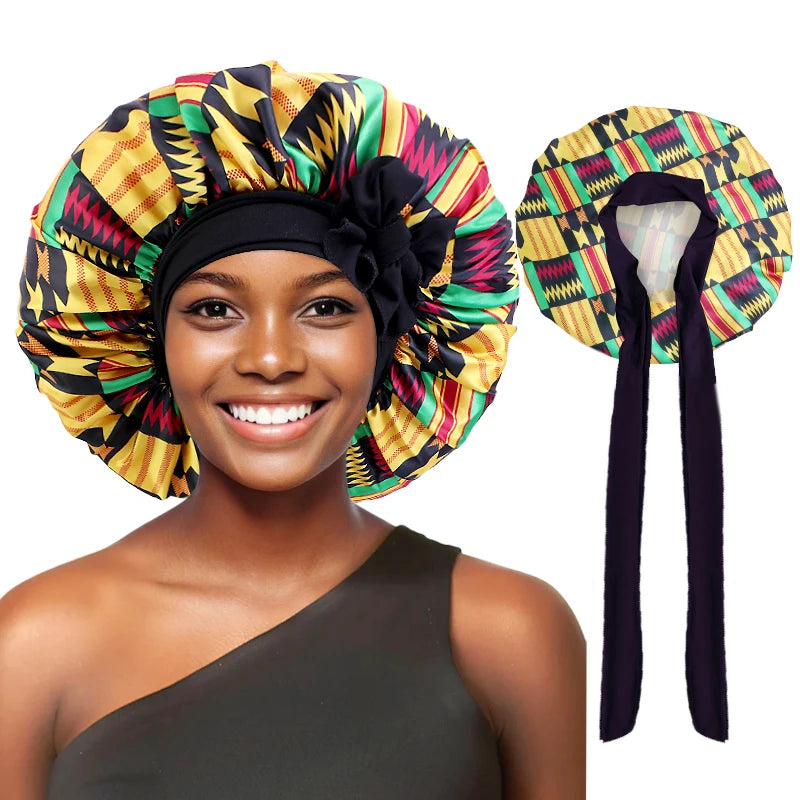 Bonnet satin cheveux afro