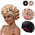 Bonnet satin cheveux afro ajustable