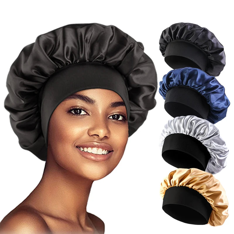 Bonnet satin cheveux afro et frisés