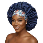 Bonnet satin cheveux bleu