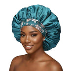 Bonnet satin cheveux bleu turquoise