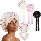 Bonnet satin cheveux bouclés femme