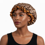 Bonnet satin cheveux bouclés orange