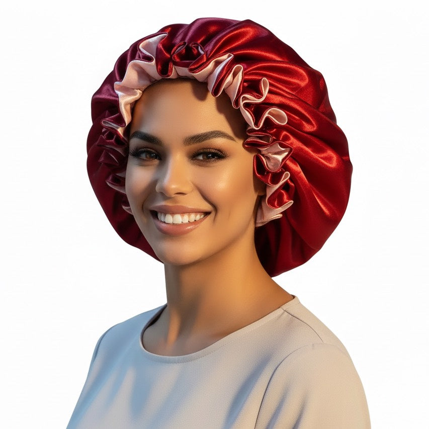 Bonnet satin cheveux bouclés pour dormir – Préserve les boucles au réveil