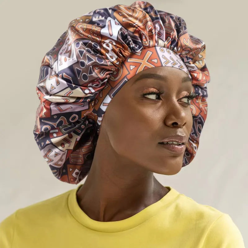 Bonnet satin cheveux crépus et frisés