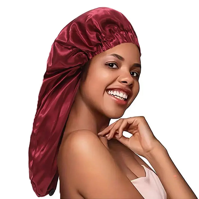 Bonnet satin cheveux longs luxe