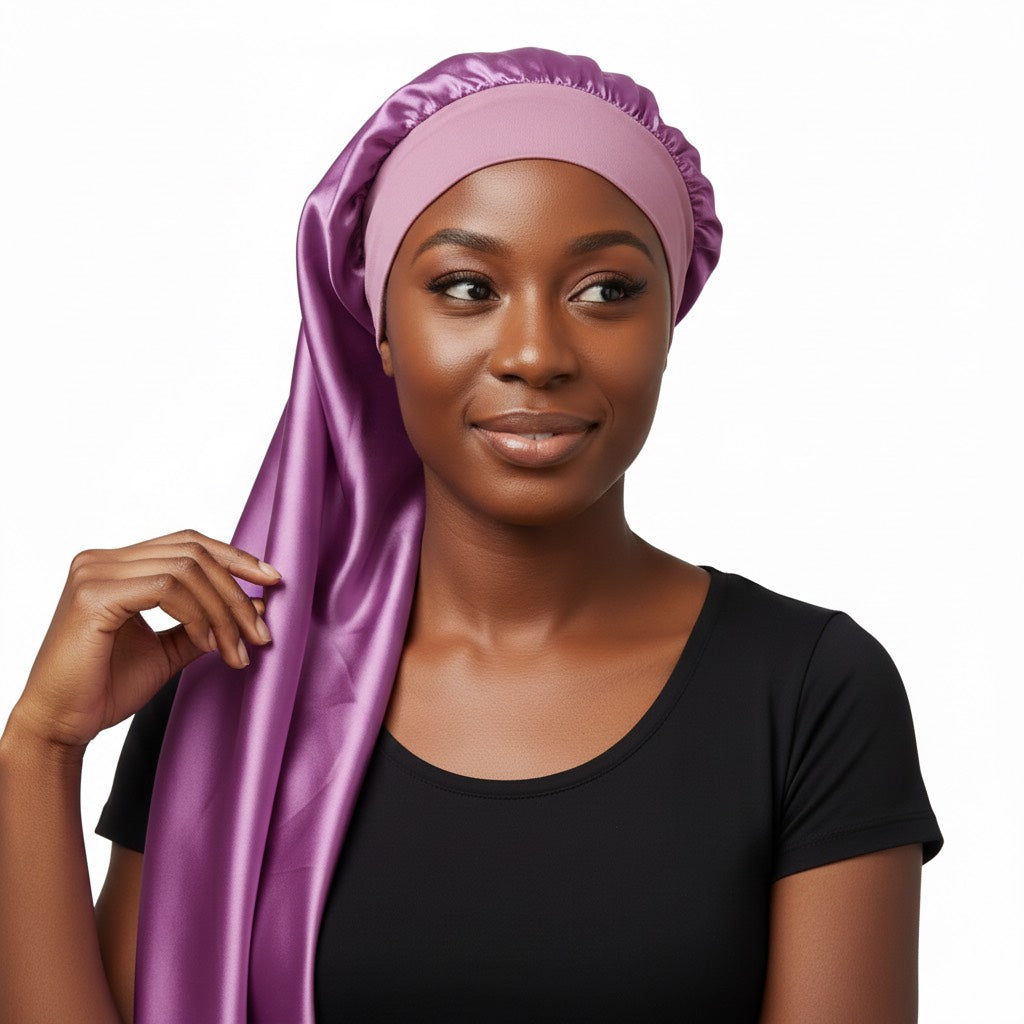 Bonnet satin cheveux longs multicolore – Féminité et brillance préservée