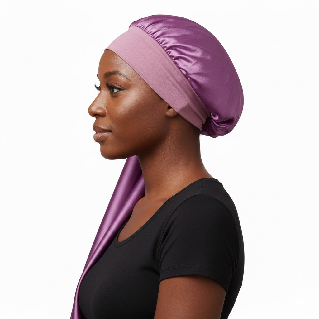 Bonnet satin cheveux longs multicolore – Féminité et brillance préservée