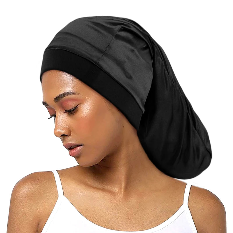 Bonnet satin cheveux longs soyeux