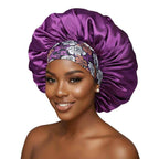 Bonnet satin cheveux violet