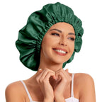 Bonnet satin curly hair vert