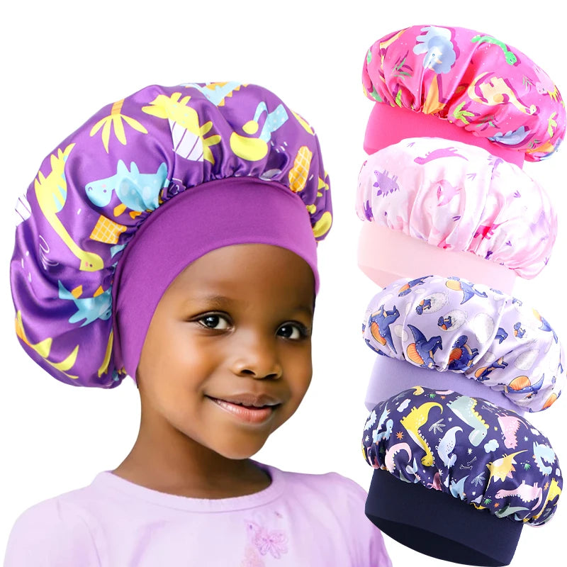 Bonnet satin fille crépue