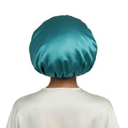 Bonnet avec intérieur en satin femme bleu de dos