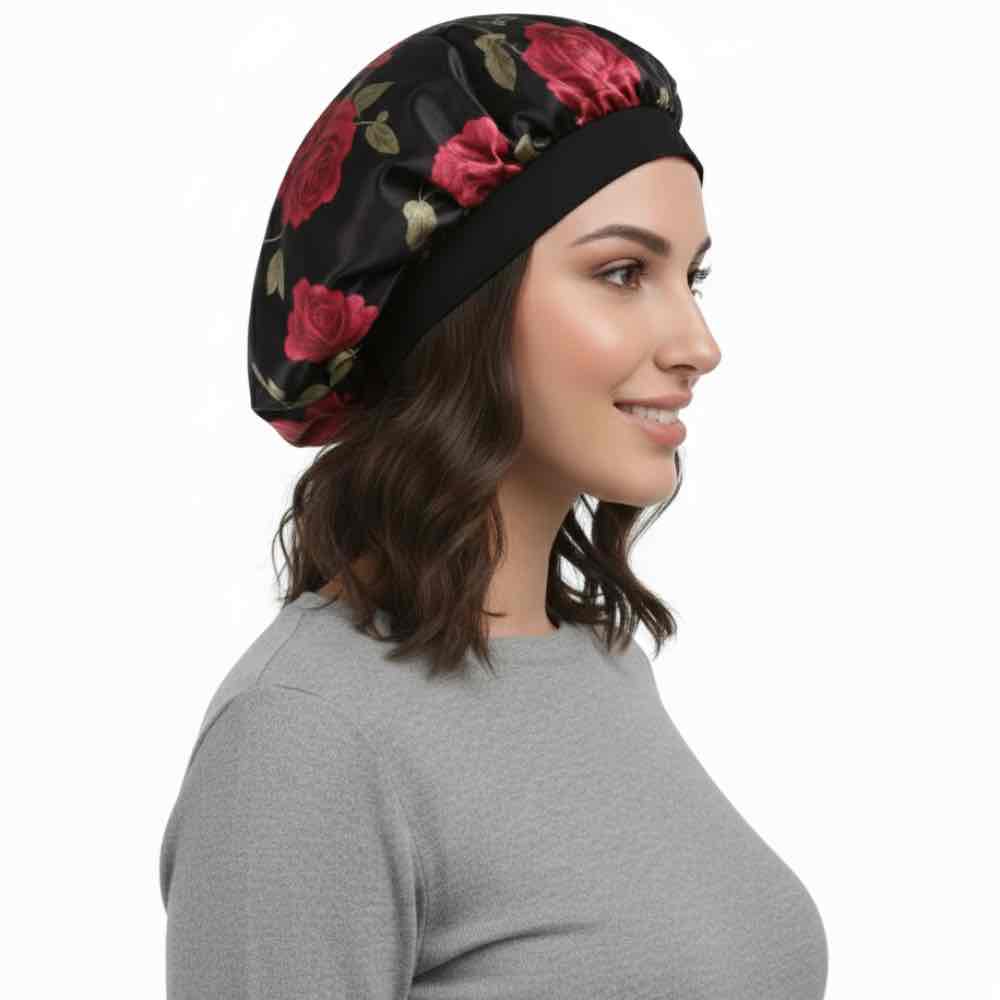 Bonnet satin femme floral – Confort et soin capillaire pendant le sommeil