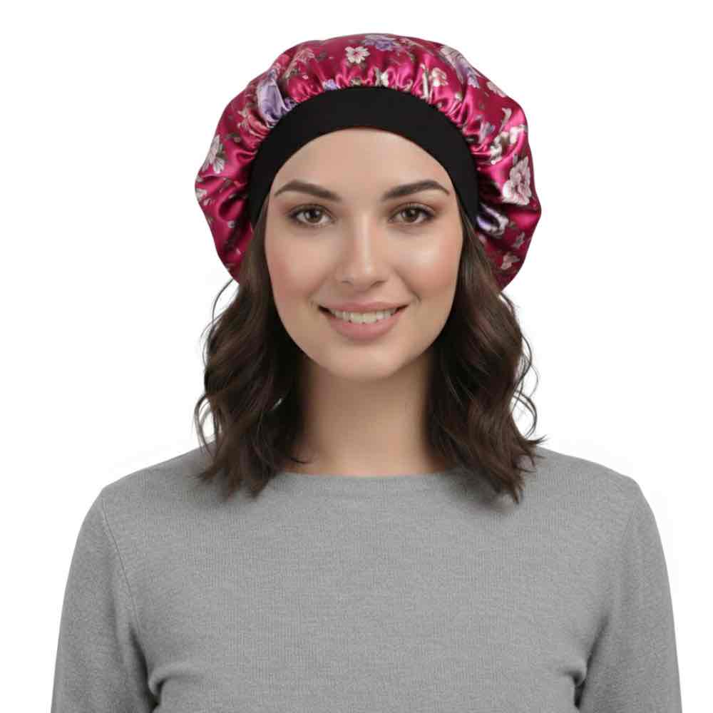 Bonnet satin femme floral – Confort et soin capillaire pendant le sommeil