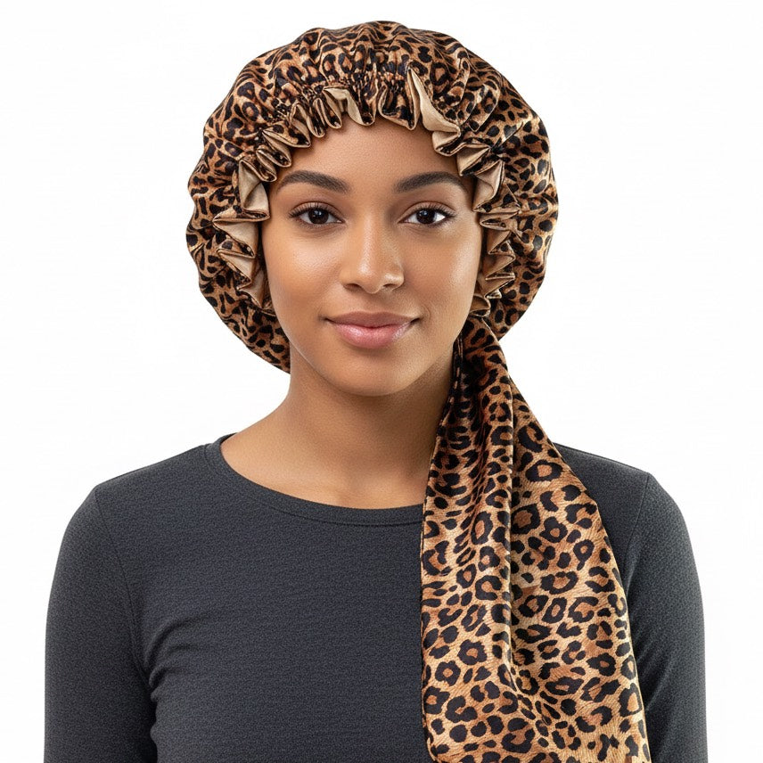 Ensemble bonnet en satin cheveux long et court - Soin et brillance assurés