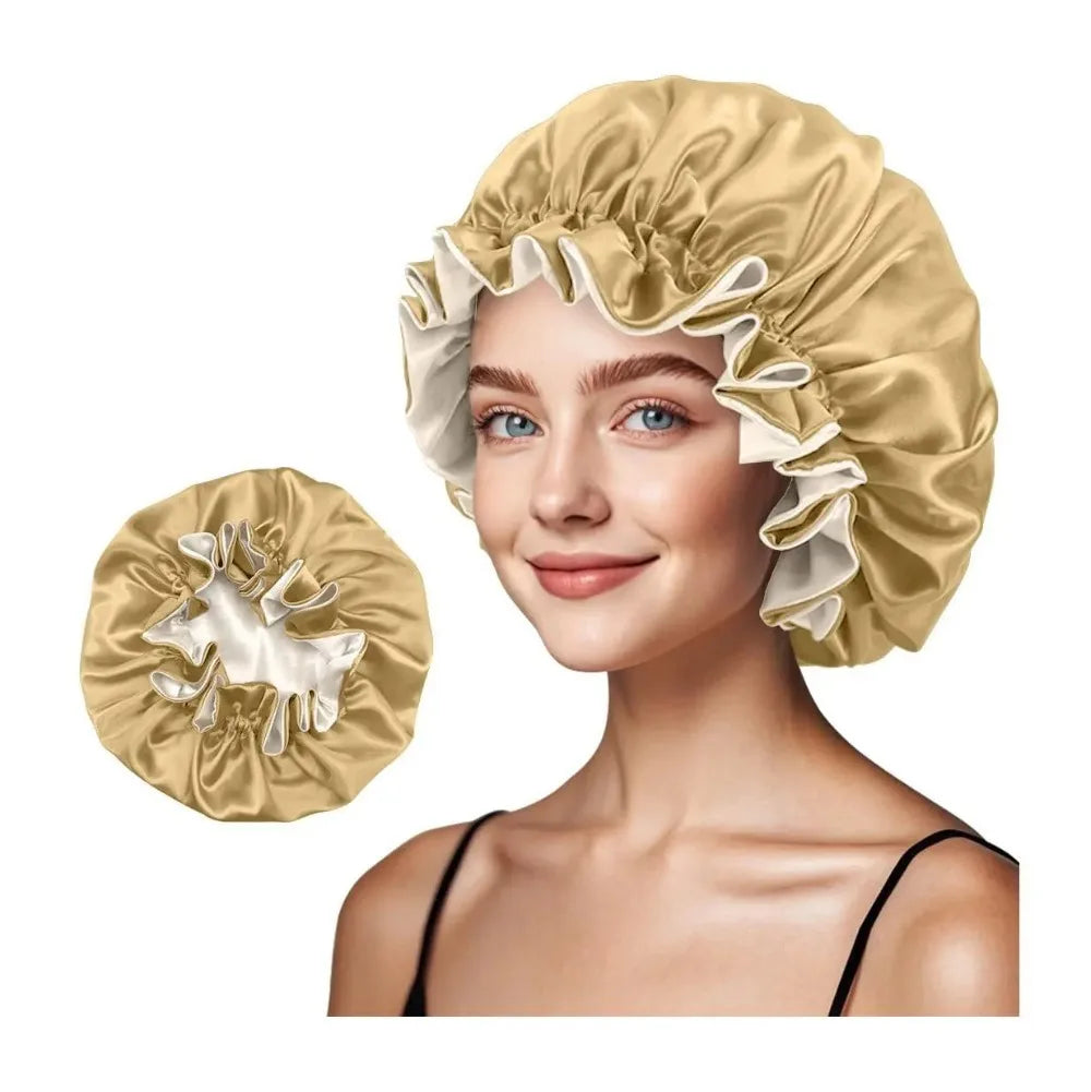 Bonnet de nuit satin réversible – Deux styles, un soin capillaire