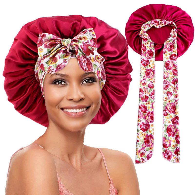 Bonnet en satin femme imprimé – Style moderne et soin des cheveux