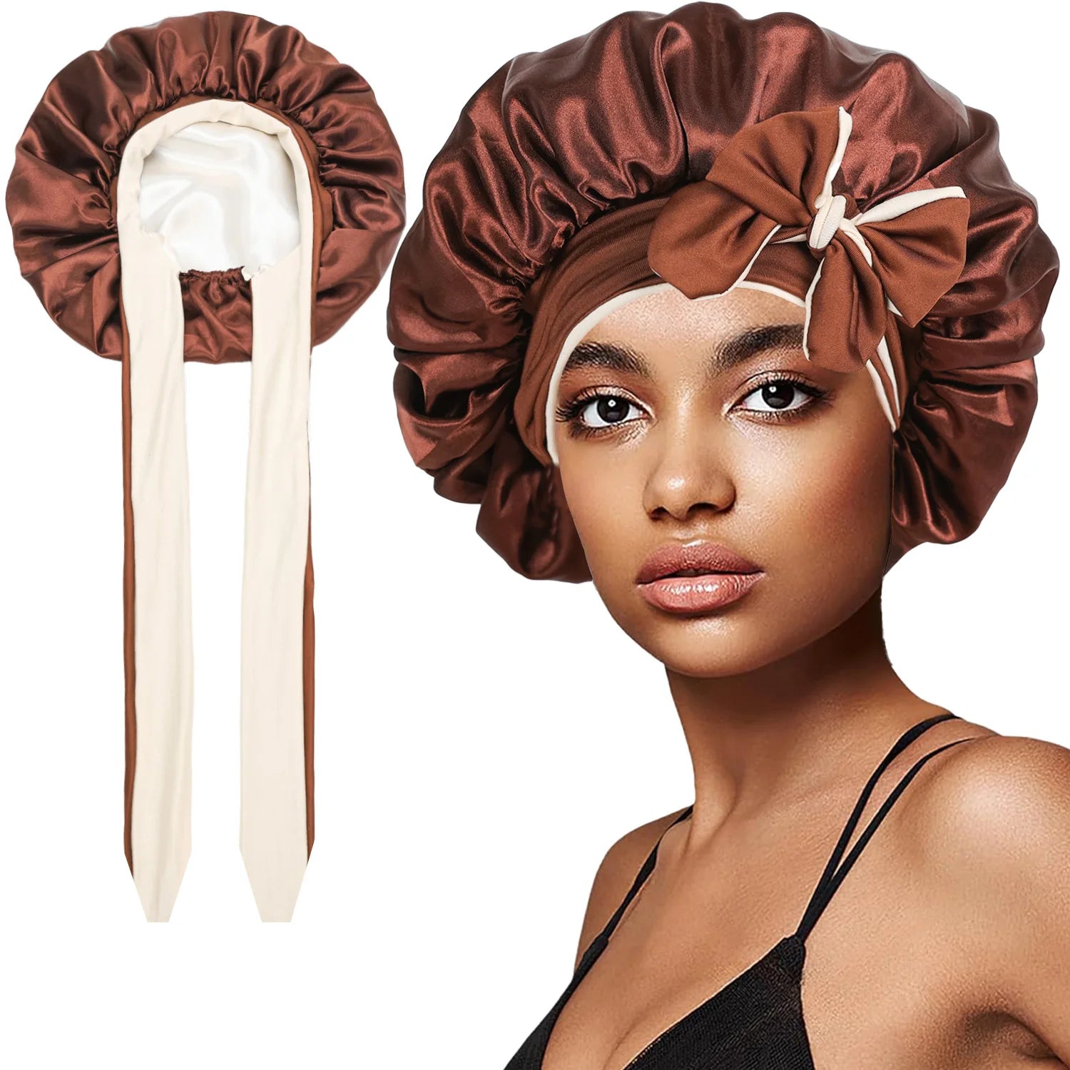 Bonnet satin cheveux afro pour dormir – Douceur et soin réparateur