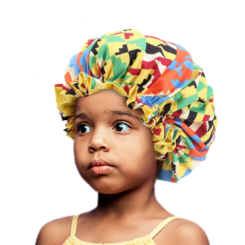 Bonnet en satin pour enfants – Idéal pour le sommeil et les cheveux bouclés