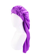 Bonnet satin cheveux longs avec attache – Maintien parfait et protection