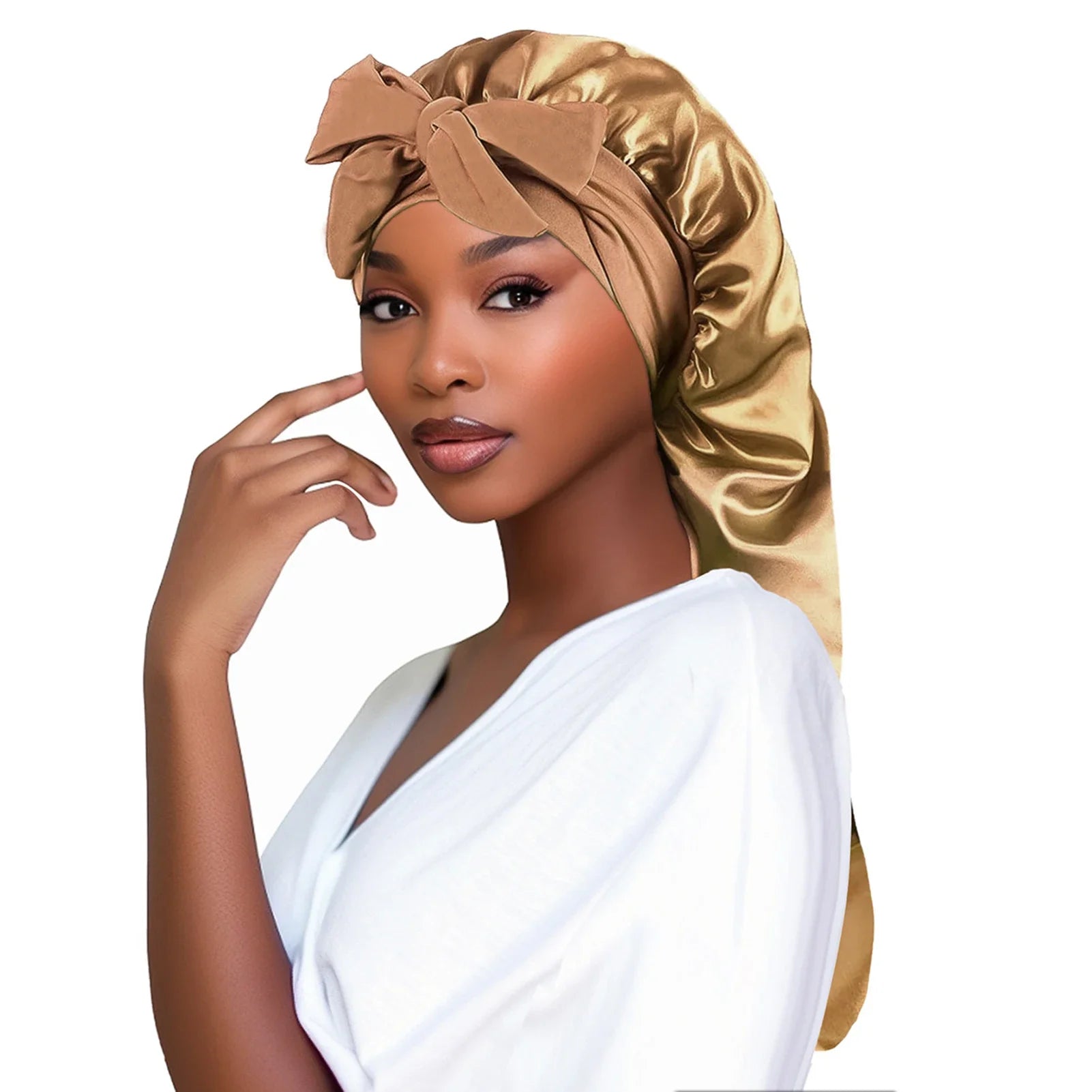 Bonnet en satin cheveux longs – Anti-casse et brillance naturelle