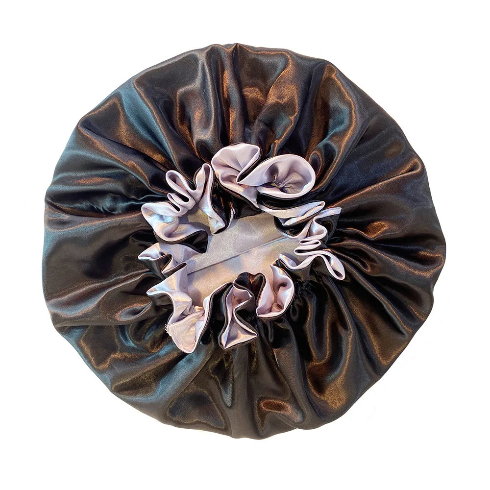 Bonnet satin cheveux bouclés pour dormir – Préserve les boucles au réveil