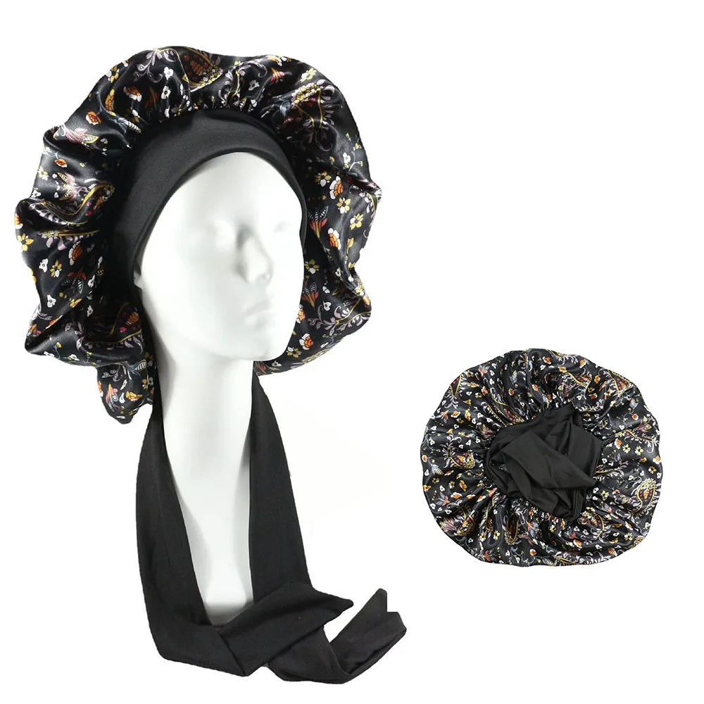 Bonnet de nuit en satin avec attaches – Maintien parfait toute la nuit