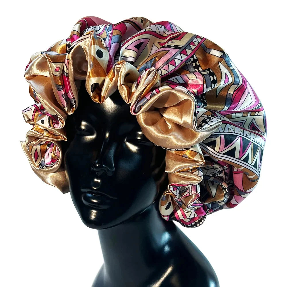 Bonnet satin cheveux frisés – Anti-casse et anti-frisottis durable