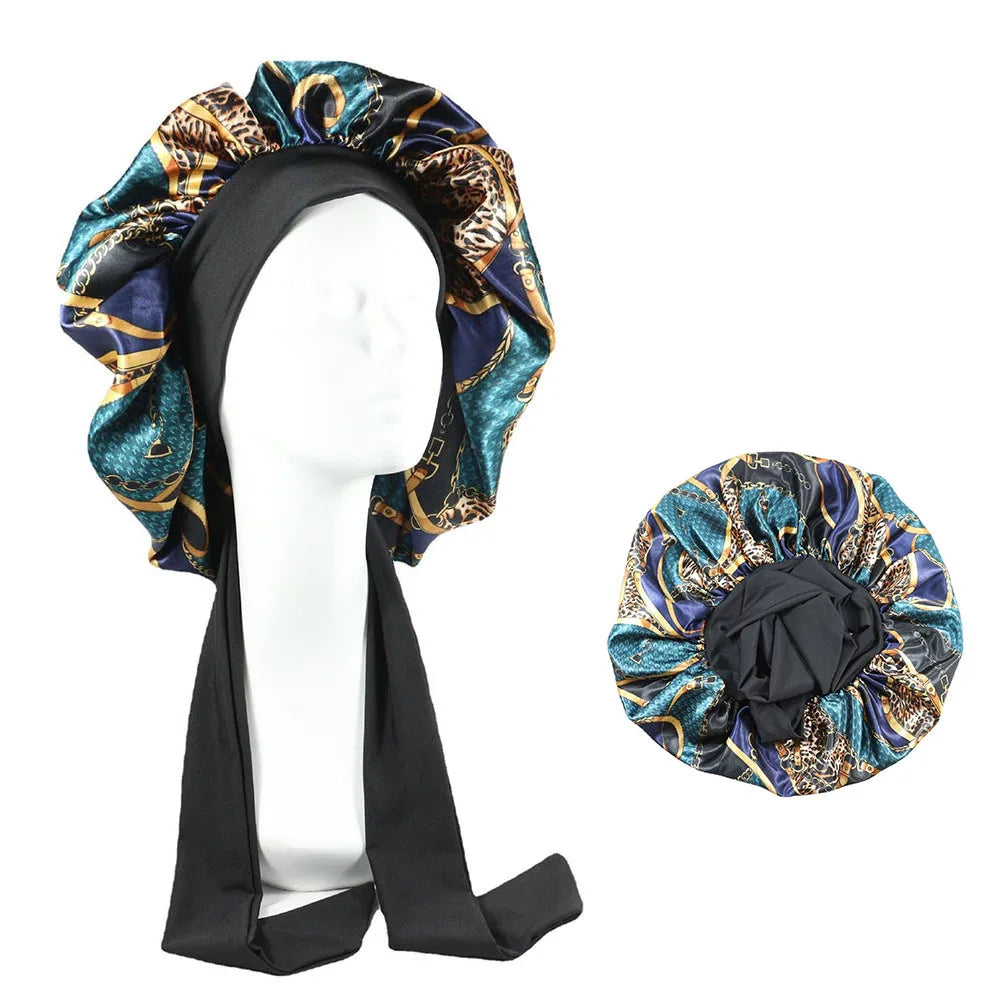 Bonnet de nuit en satin avec attaches – Maintien parfait toute la nuit