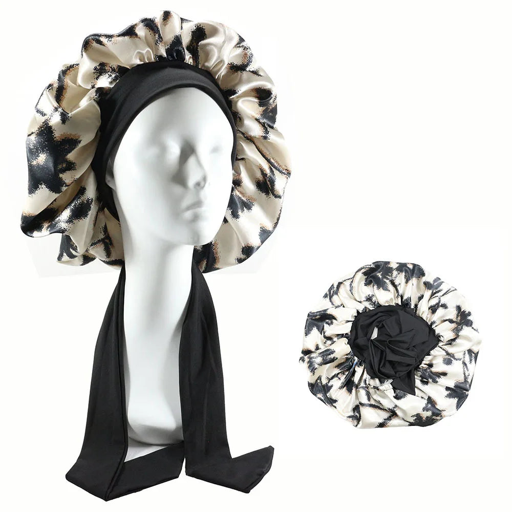Bonnet de nuit en satin avec attaches – Maintien parfait toute la nuit