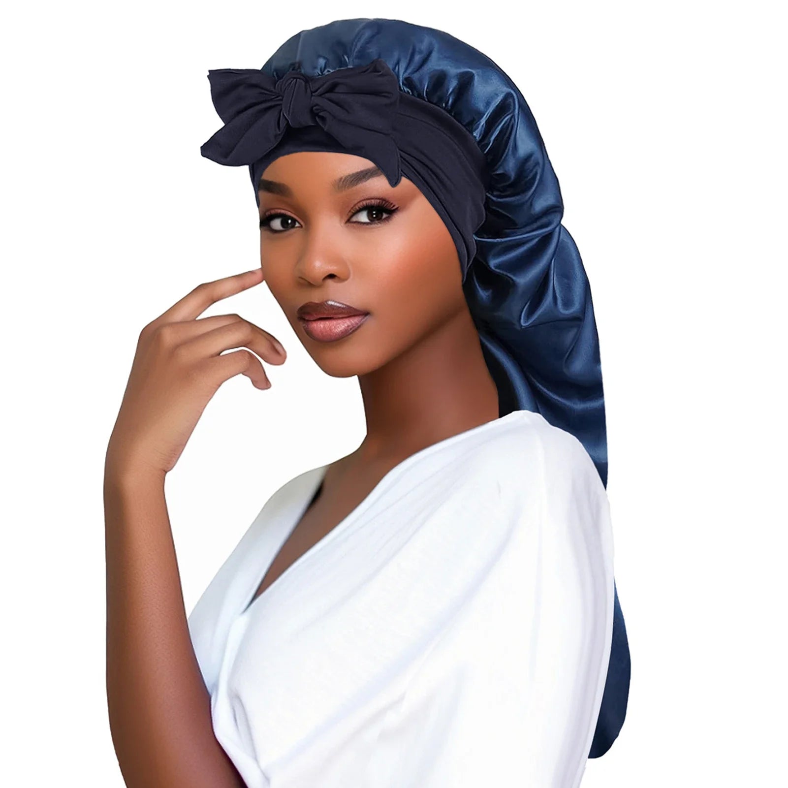 Bonnet en satin cheveux longs – Anti-casse et brillance naturelle