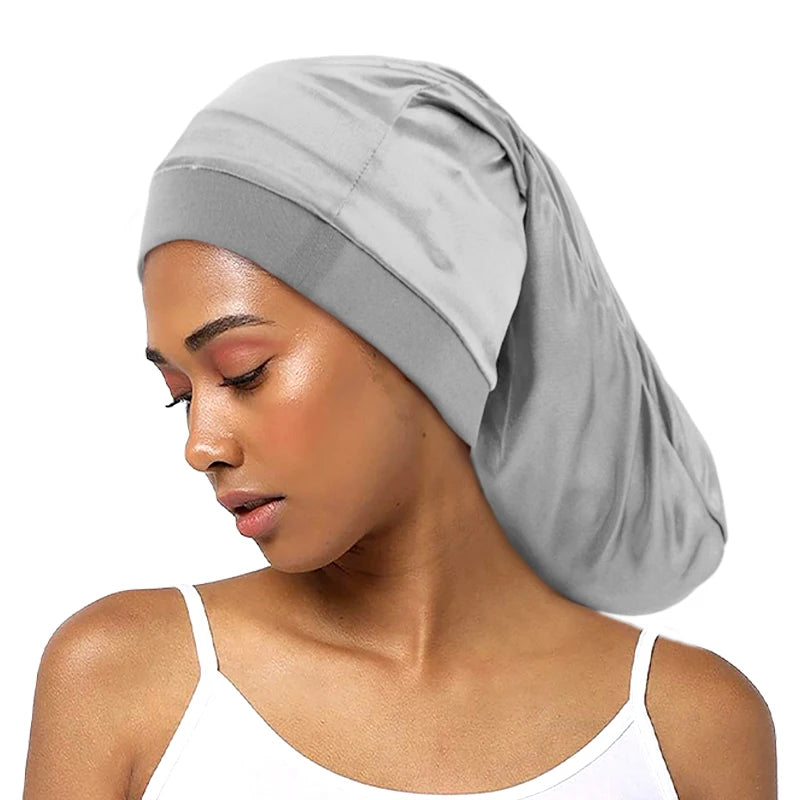 Bonnet satin cheveux longs soyeux – Protection et confort nocturne